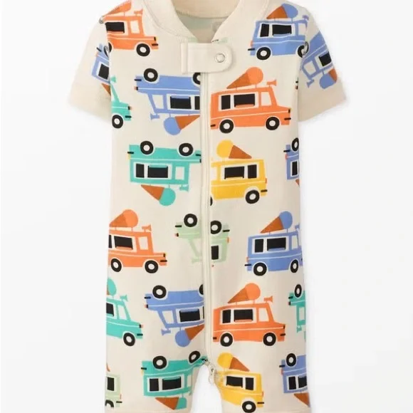 Hanna Andersson Ice Cream Trucks Romper Boys 3-6M Vans 2-Way Zip Shortie Sleeper - Picture 6 of 6